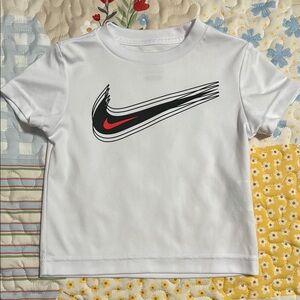 Nike Kids White T-Shirt with Black and Red Logo
